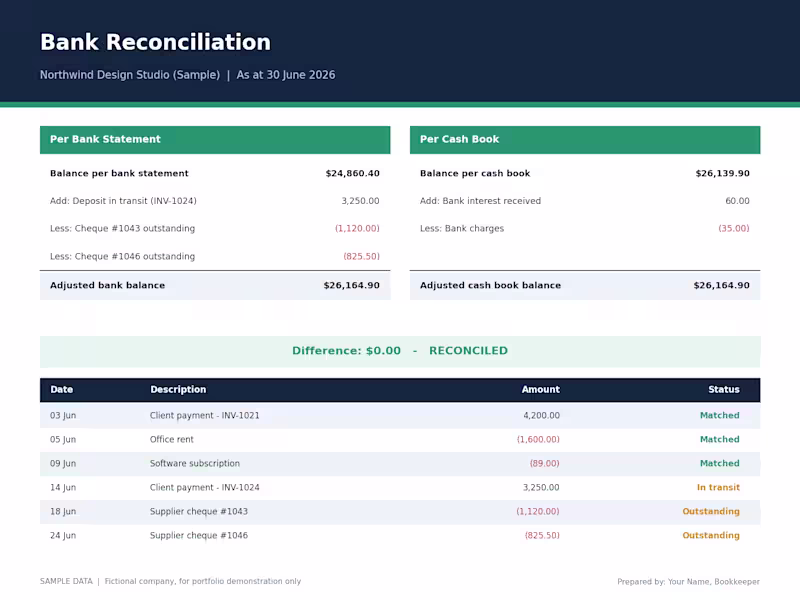 Cover image for Monthly Bank Reconciliation | Accurate & Error-Free