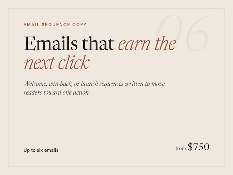 Cover image for Email Sequence Copy: Welcome, Win-Back, or Launch