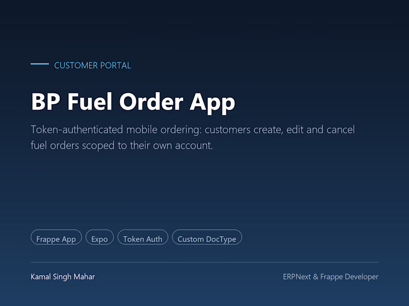 Cover image for BP Fuel Order App - Customer Ordering on Frappe