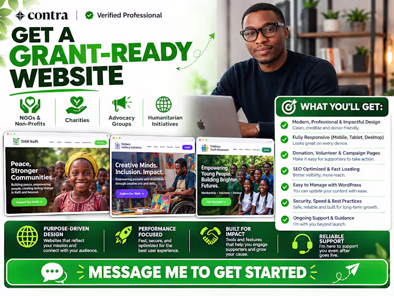 Cover image for NONPROFIT WEBSITE DESIGN + FUNDRAISING SETUP