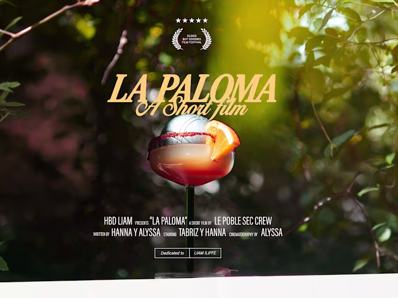 Cover image for La Paloma short film poster: photography, editing, graphics.