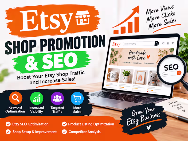 Cover image for DO ETSY SHOP PROMOTION, SEO, TO BOOST TRAFFIC