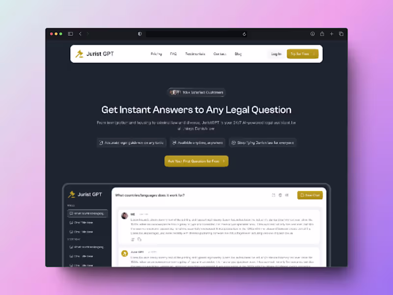 Cover image for Website Design for Jurist GPT