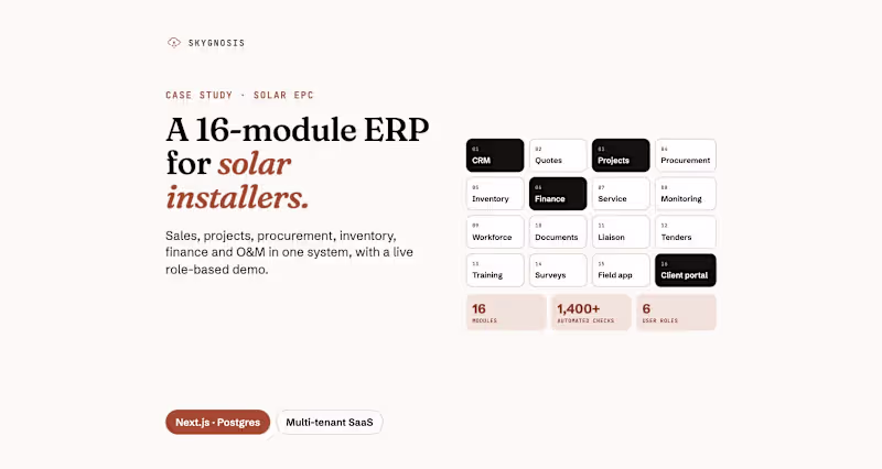 Cover image for SolarOS: 16-Module ERP for Solar Installers