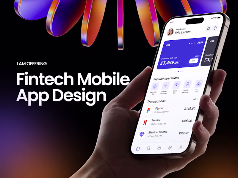 Cover image for Fintech Mobile App Design | iOS Android