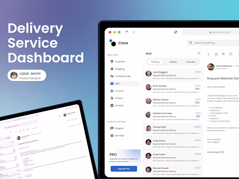 Cover image for Delivery Service Dashboard Design