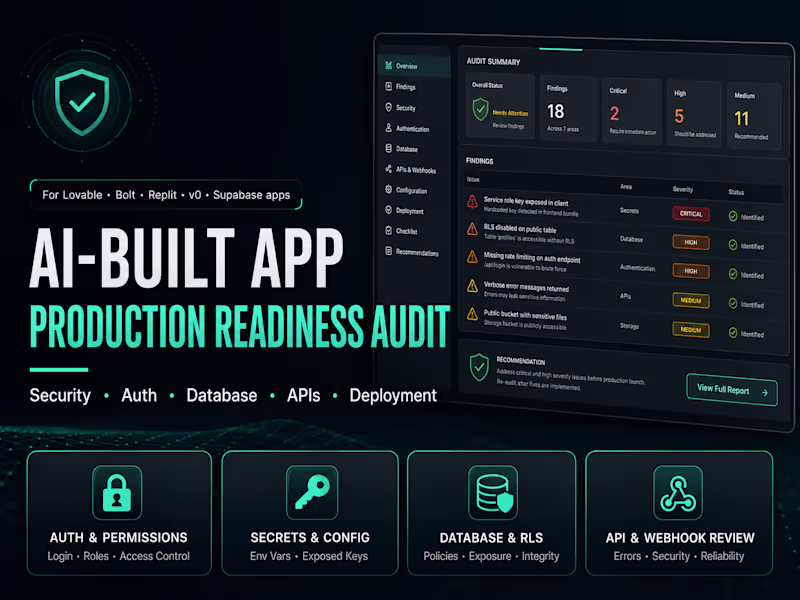 Cover image for AI-Built Web App Production Readiness Audit