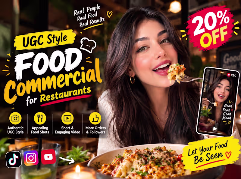 Cover image for I will create ugc style food commercial for restaurants