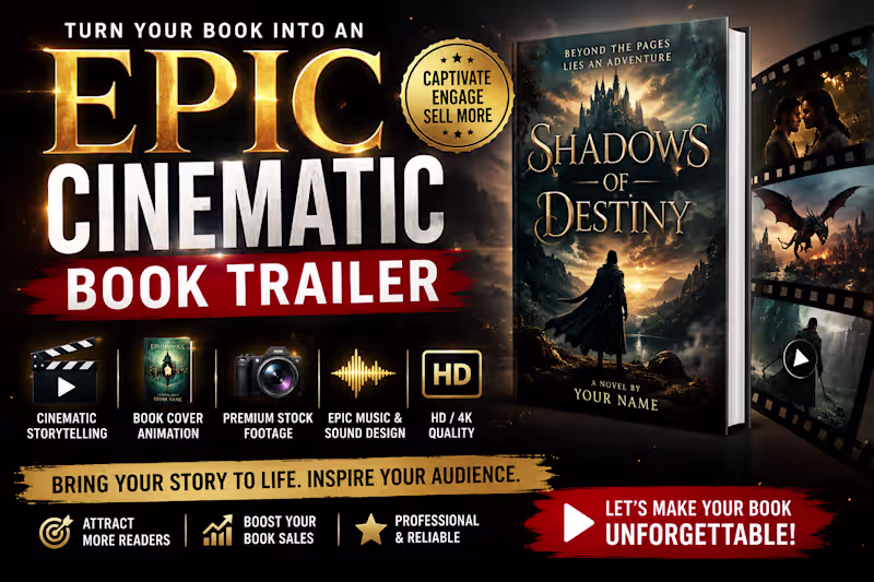 Cover image for I will create a cinematic book trailer and book teaser 