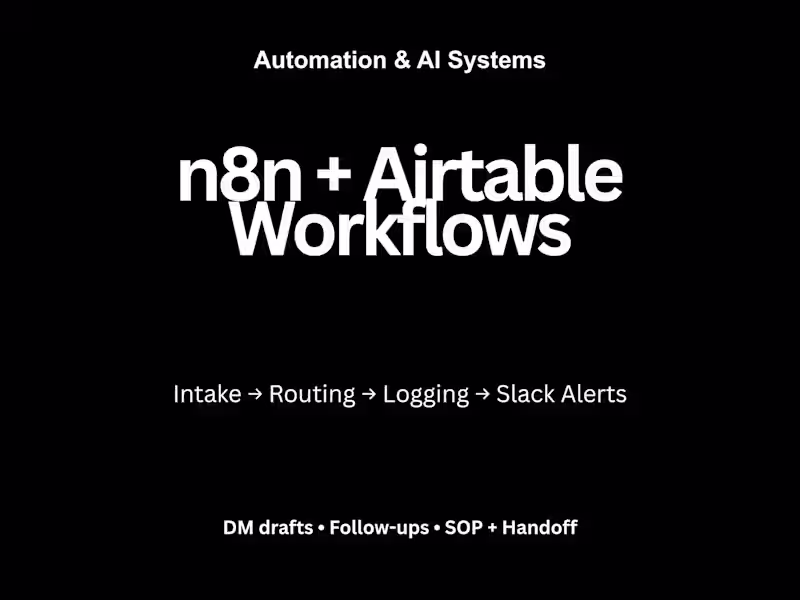 Cover image for Lead Intake → Airtable CRM → Slack Alerts (n8n Automation Build)