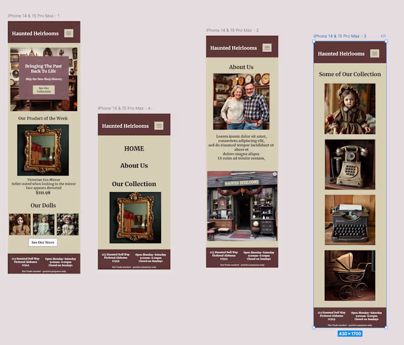 Cover image for Haunted Heirlooms: E-Commerce Figma Prototype