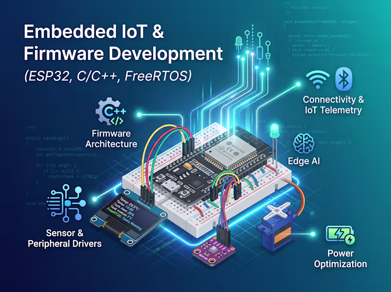 Cover image for Embedded IoT & Firmware Development (ESP32, C/C++, FreeRTOS)