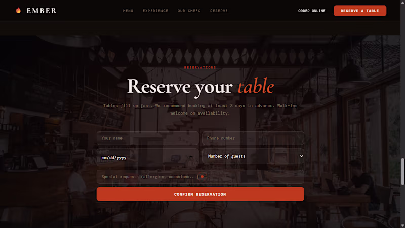 Cover image for Premium Restaurant Website