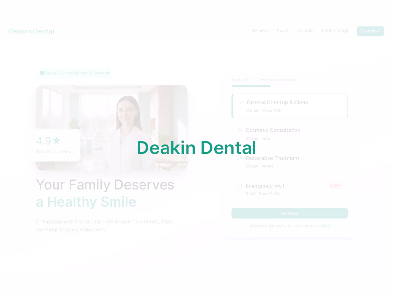 Cover image for Deakin Dental — Patient Portal Design