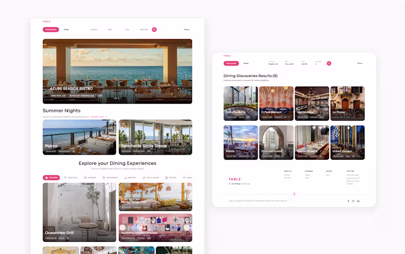 Cover image for Tablz's Restaurant Discovery Portal