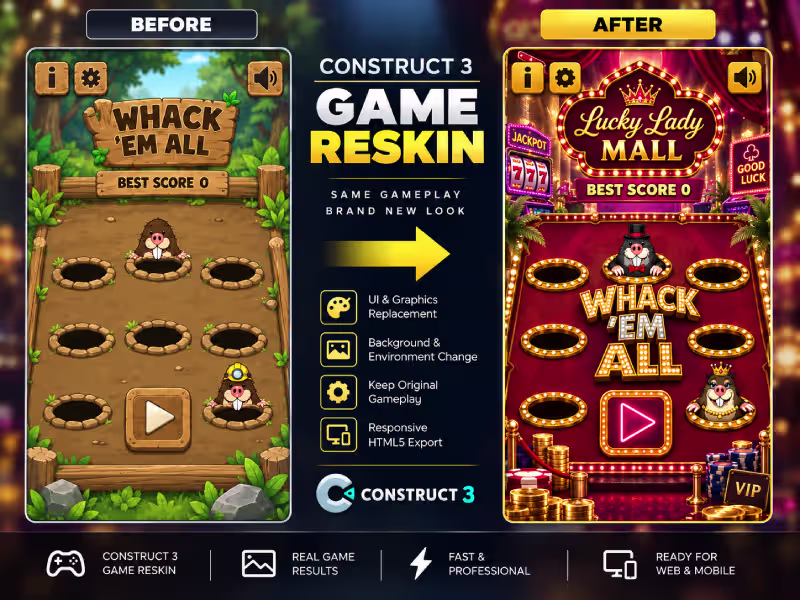 Cover image for I will reskin and customize your Construct 3 game