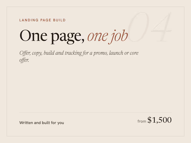 Cover image for Landing Page Build for a Promo, Launch, or Offer