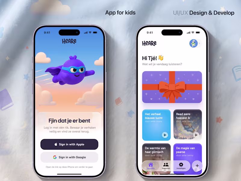 Cover image for Heare - UI/UX Design & Development for Kids Audio Stories Mo...