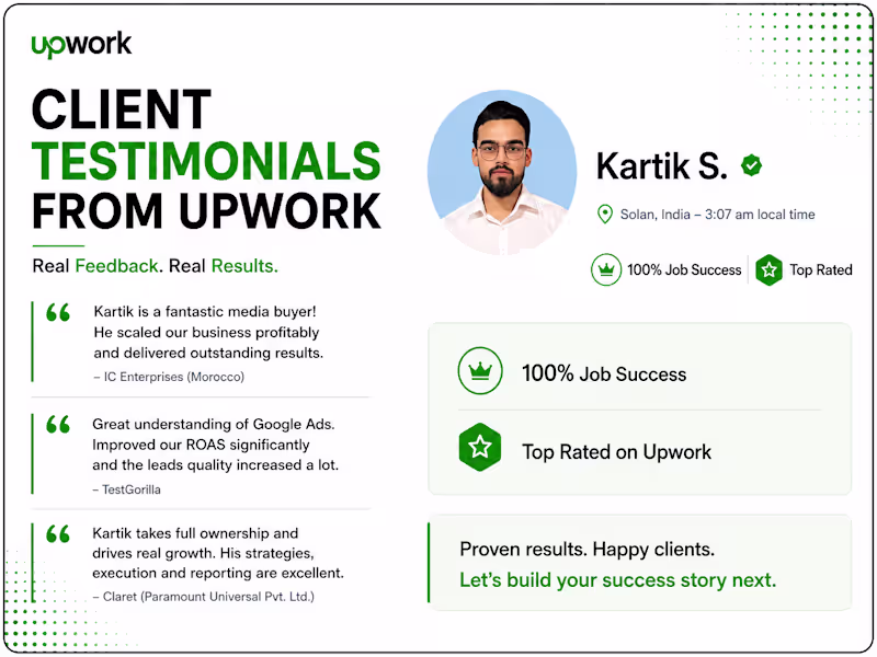 Cover image for Client Testimonials & Project Highlights from Upwork