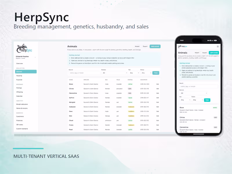 Cover image for HerpSync — Multi-Tenant Reptile Breeding Platform