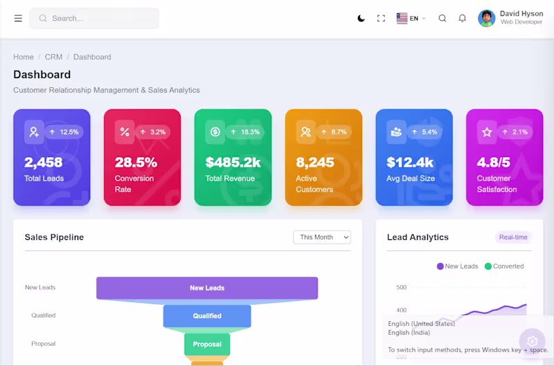 Cover image for CRM Dashboard