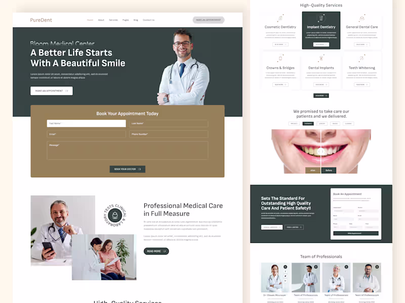 Cover image for PureDent - Dental Care Website Design🧑‍⚕️
