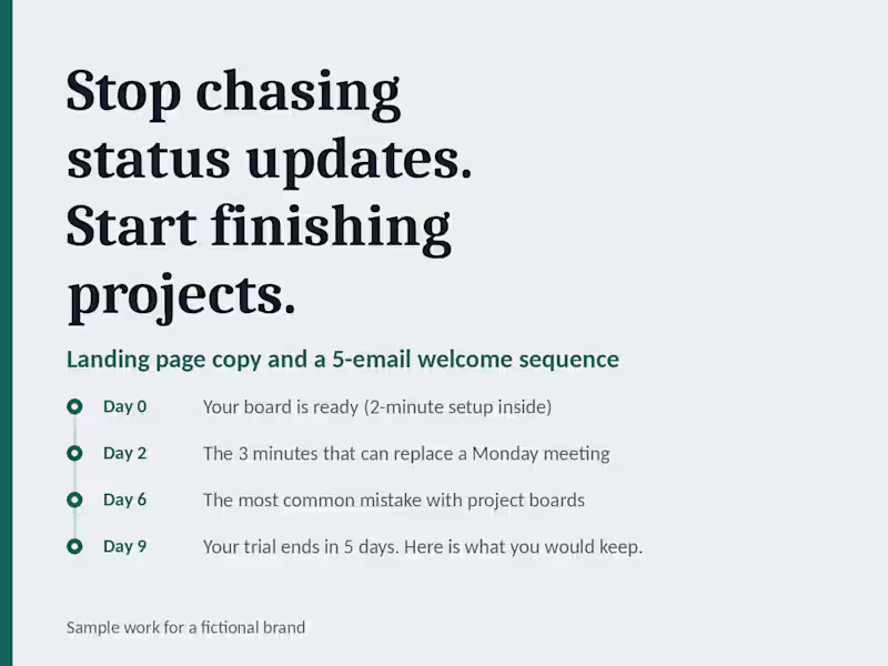 Cover image for 5-email welcome sequence and landing