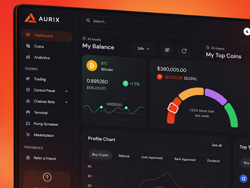 Cover image for Designed a modern crypto dashboard