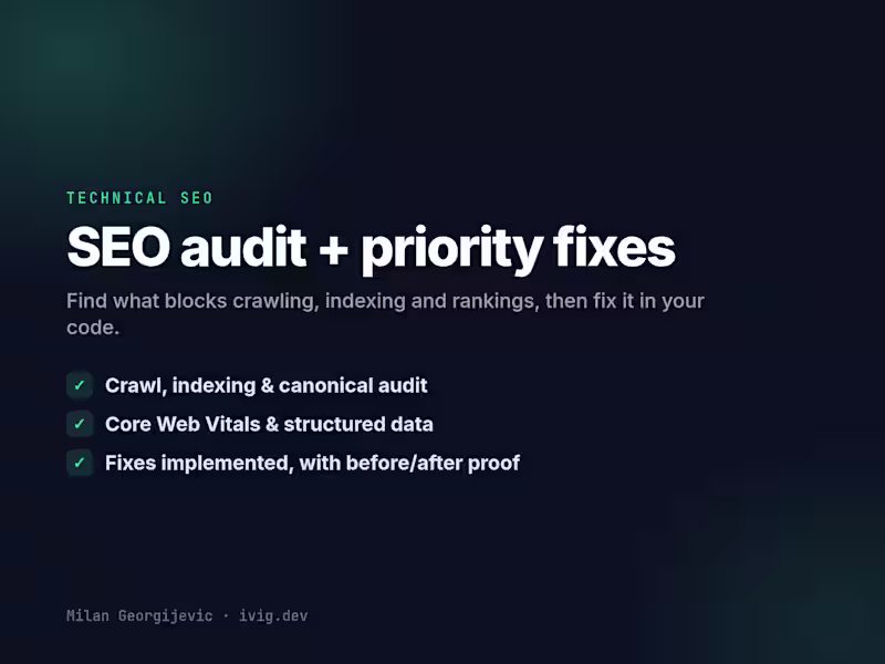 Cover image for Technical SEO Audit + Priority Fixes