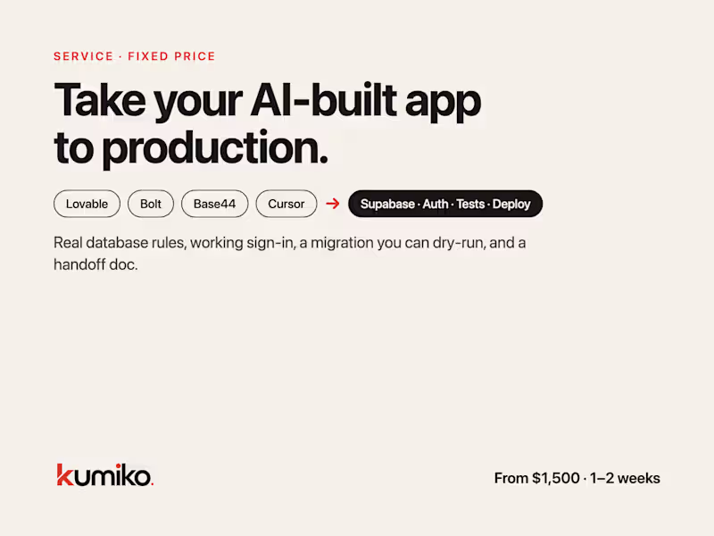 Cover image for Take your AI-built app to production