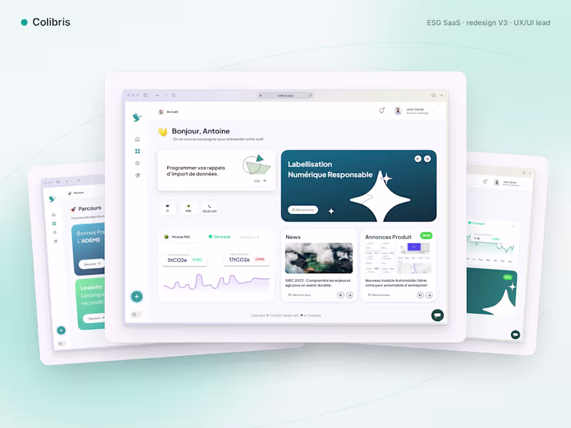 Cover image for Colibris V3: leading the UX/UI redesign of an ESG SaaS