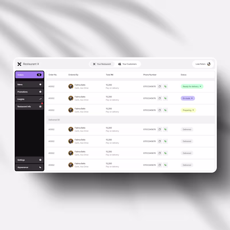 Cover image for Website design for a restaurant CRM app. 