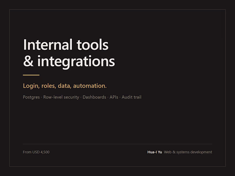 Cover image for Internal tools and system integration