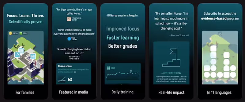 Cover image for Nuroe – Focus, Learn & Thrive | iOS Brain Training App