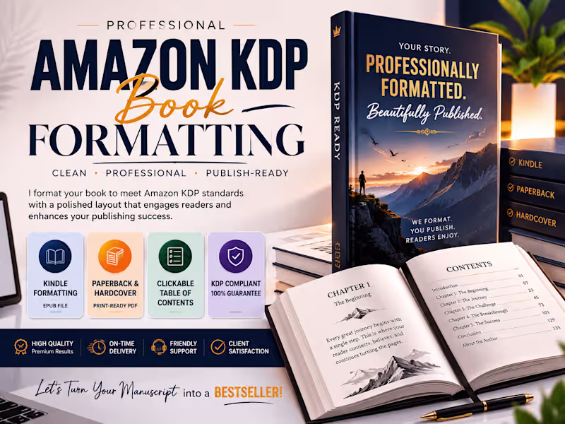 Cover image for Amazon KDP Book Formatting for Kindle & Print + Cover Design 