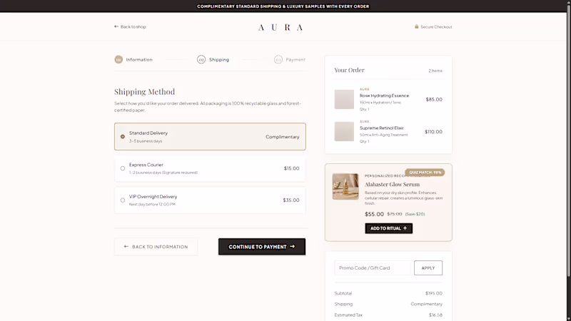 Cover image for Luxury e-commerce checkout pages. Designed