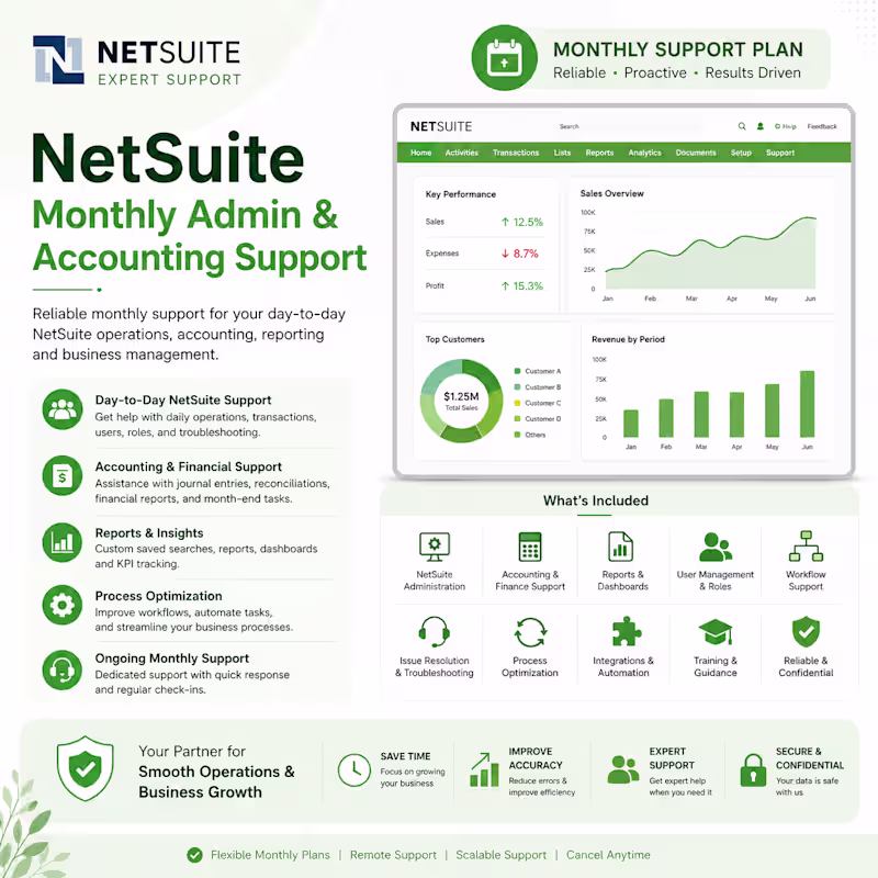 Cover image for NetSuite Monthly Admin & Account Support