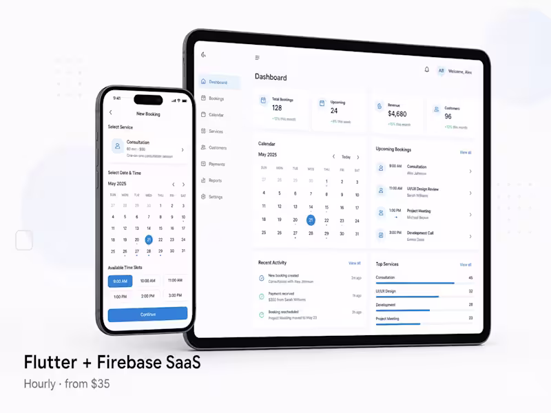 Cover image for Flutter + Firebase SaaS — hourly co-build