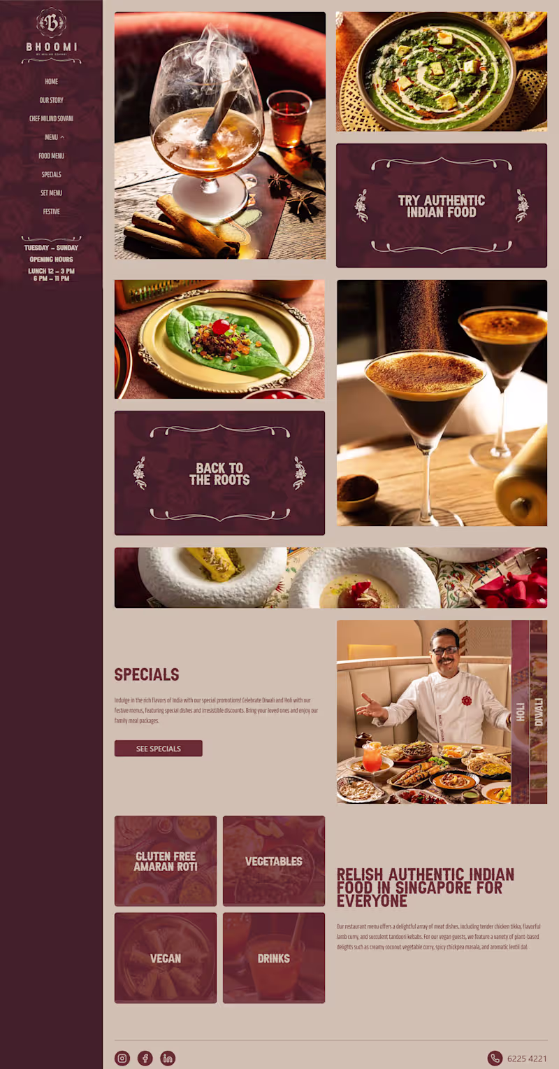 Cover image for Bhoomi Restaurant Singapore — Full