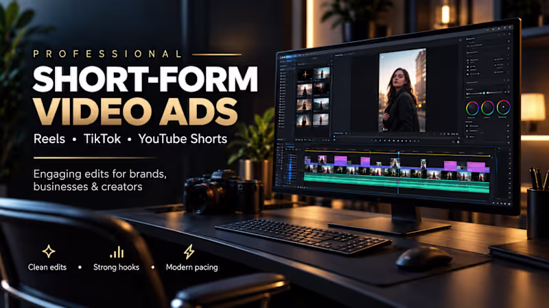 Cover image for Short-Form Video Editing for Reels, TikTok & Ads