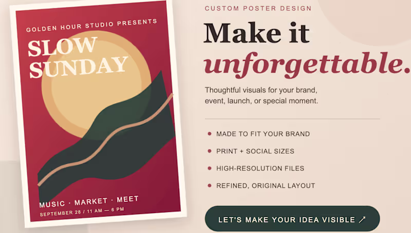 Cover image for creating a posters for brands and services.