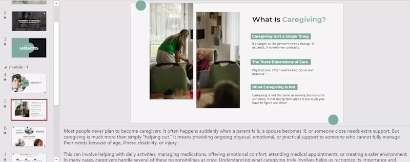 Cover image for A presentation on "Caregiving"