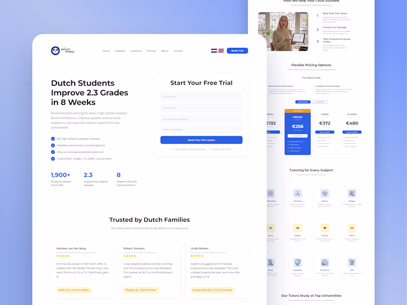 Cover image for Landing page redesign sprint for a Dutch tutoring platform. ...