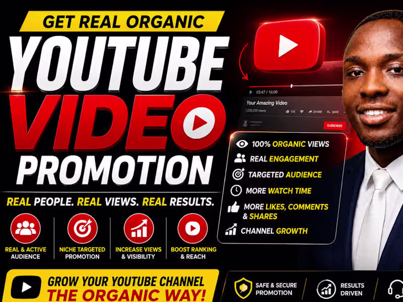 Cover image for You will get real organic YouTube video promotion