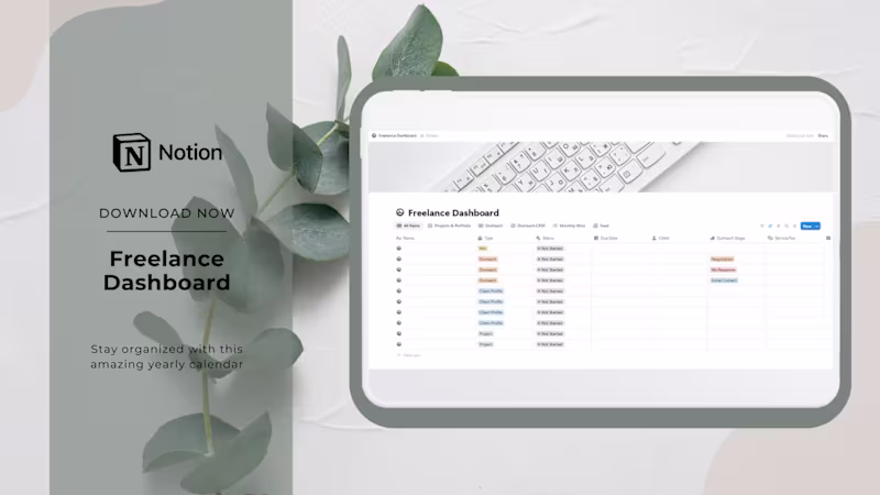 Cover image for Freelancer's Notion Dashboard Template