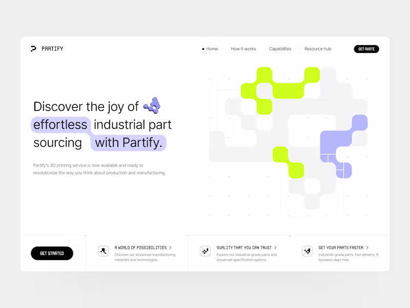 Cover image for 3D printing: website, hero, landing page design
