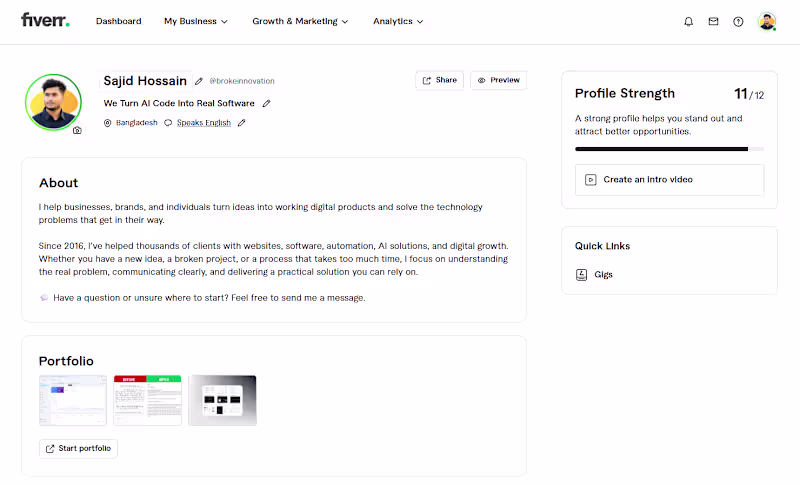 Cover image for Working on rebuilding my Fiverr profile ✅😊 https://www.five...