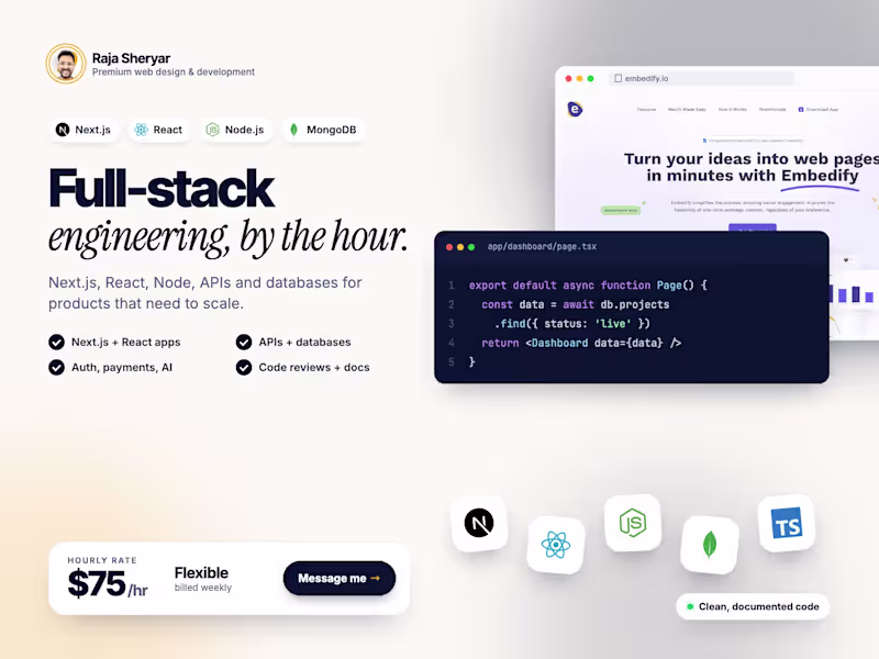 Cover image for Senior Full-Stack Developer: Next.js, React, Node, MongoDB