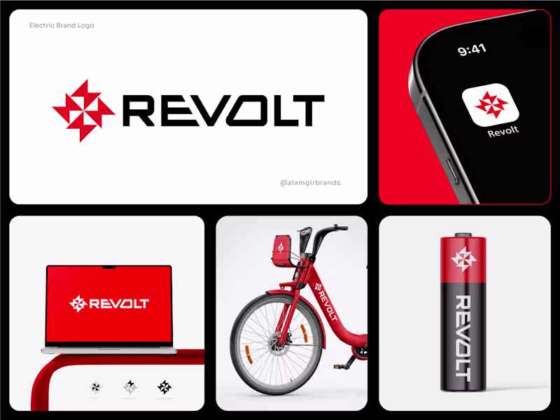 Cover image for The Revolt logo transforms the ideas of electricity, motion,...