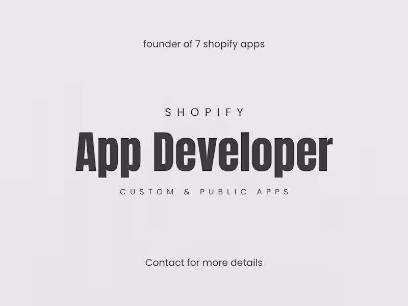 Cover image for Shopify App Developer | Custom Shopify Apps | Shopify API